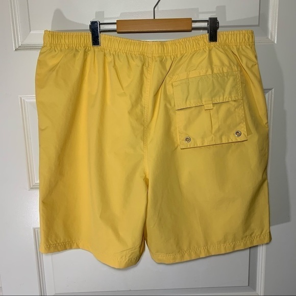 HUNT Club Yellow Swim Short Side Pocket Back Hook Loop Elastic Waist Cord XL - Picture 4 of 8